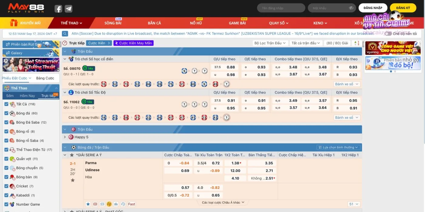 Đa dạng giải đấu được phát trực tiếp tại nhà cái này